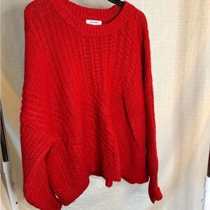 Old Navy Women's Vibrant Red Crew Neck Sweater